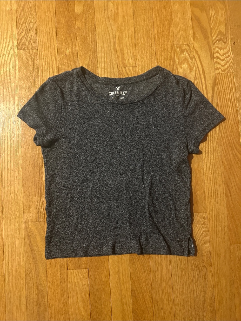 American Eagle Outfitters Heather Charcoal Short Sleeve Tee